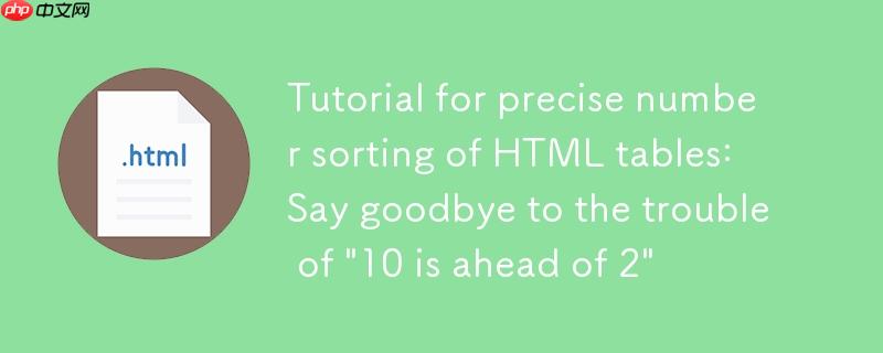 HTML 表格精确数字排序教程：告别“10排在2前”的困扰