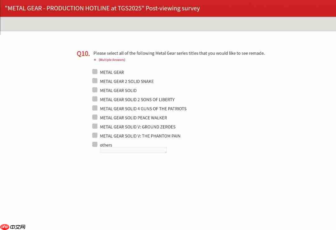 科乐美询问玩家接下来想看到哪部《合金装备》重制