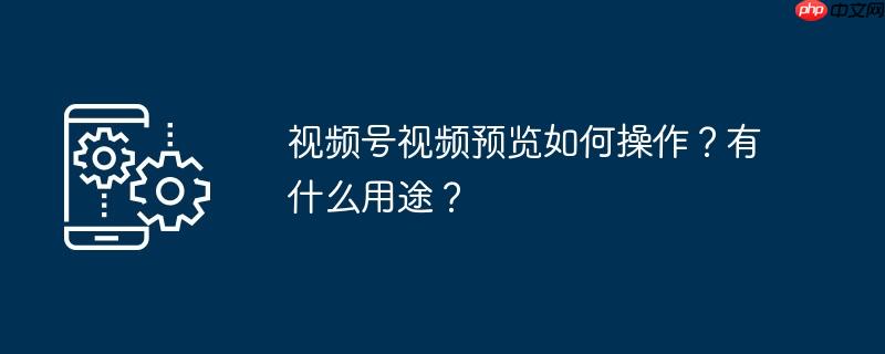 视频号视频预览如何操作?有什么用途?
