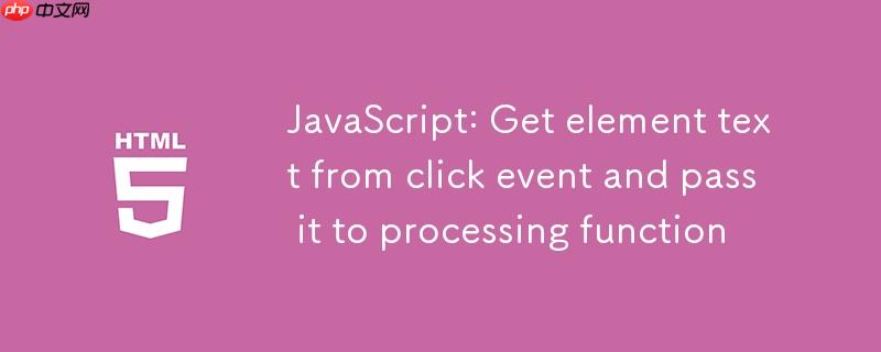 JavaScript:从点击事件中获取元素文本并传递给处理函数