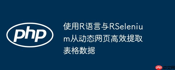 使用R语言与RSelenium从动态网页高效提取表格数据
