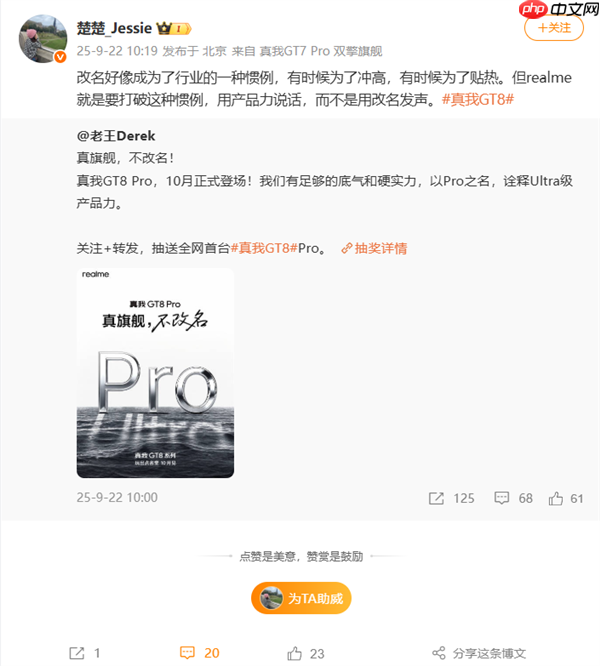 真我GT8 Pro不改名！真我CMO：用产品力说话 而不是用改名发声