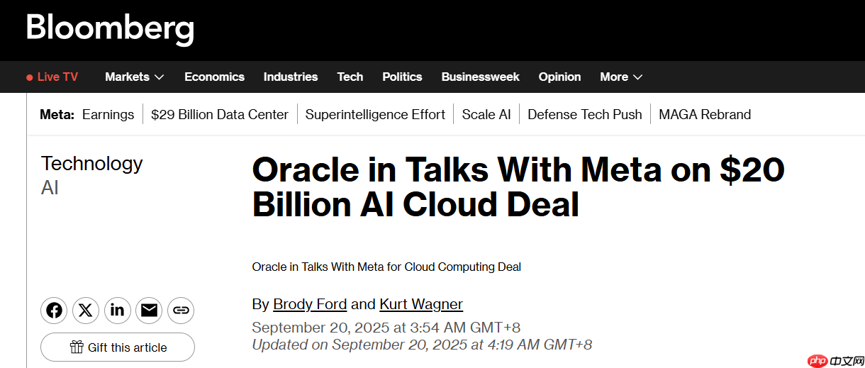 甲骨文与 Meta 洽谈价值 200 亿美元的云计算协议