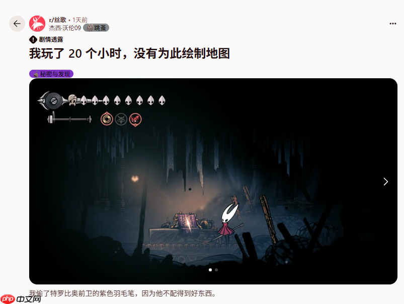 《空洞骑士:丝之歌》玩家20小时未购羽笔 只为解锁特殊颜色