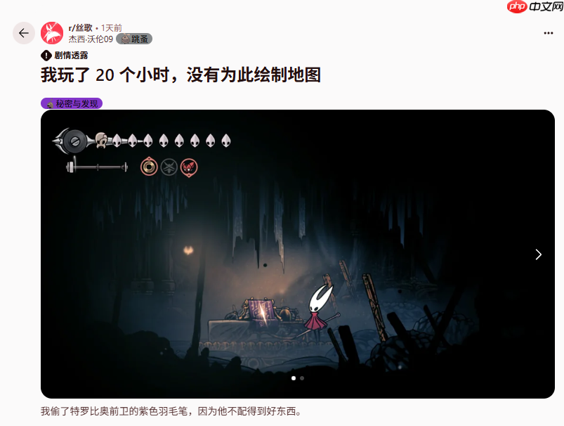 《空洞骑士:丝之歌》玩家20小时未购羽笔 只为解锁特殊颜色