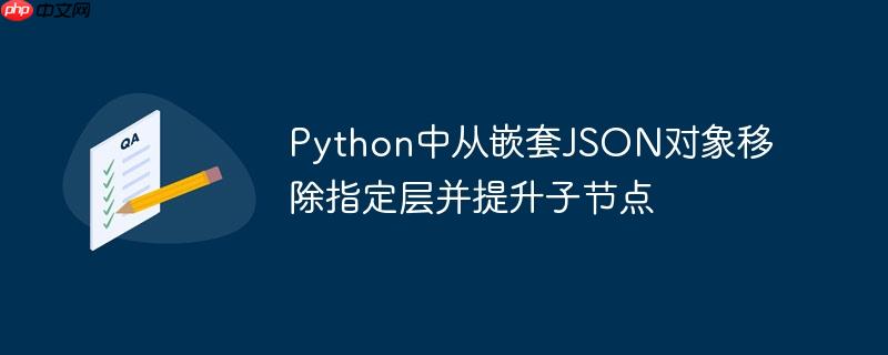 python中从嵌套json对象移除指定层并提升子节点