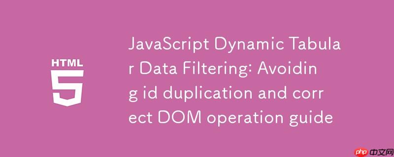 JavaScript动态表格数据过滤：避免id重复与正确DOM操作指南