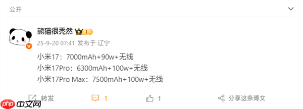 小米17系列全面兼容100W PPS通用充电协议：非原装充电器也能满血快充