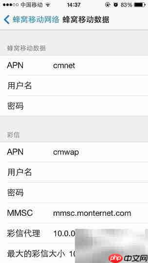iPhone5C/5S彩信与网络设置