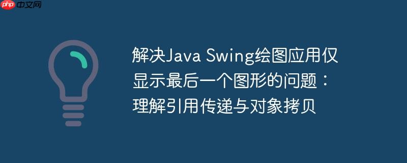 解决java swing绘图应用仅显示最后一个图形的问题：理解引用传递与对象拷贝