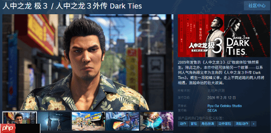 《如龙极3》&《如龙3外传》开启预购：2月12日发售 支持中文配音