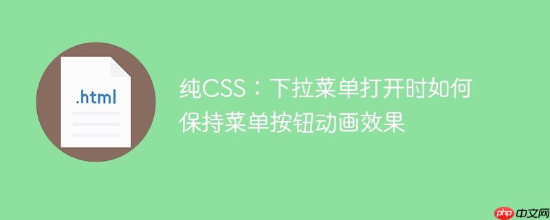 纯CSS：下拉菜单打开时如何保持菜单按钮动画效果
