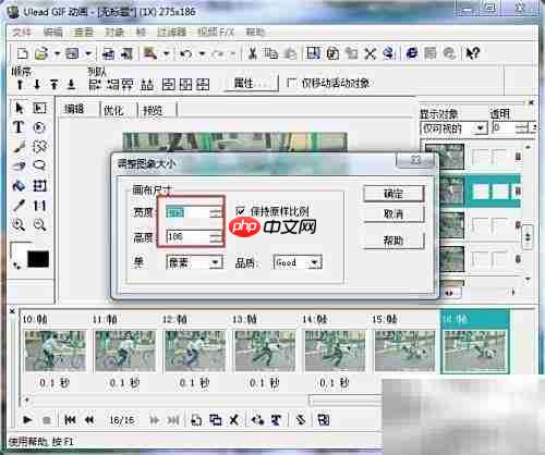 Ulead GIF Animator调整尺寸技巧