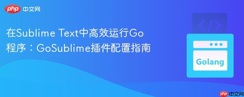 在Sublime Text中高效运行Go程序：GoSublime插件配置指南
