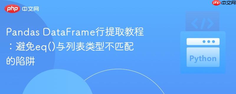 Pandas DataFrame行提取教程:避免eq()与列表类型不匹配的陷阱