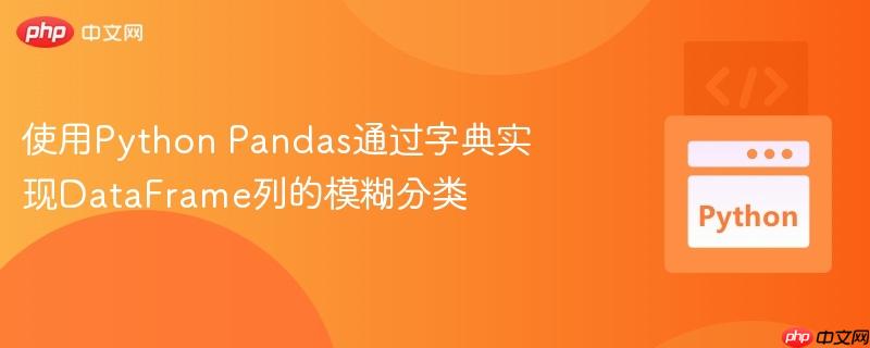 使用Python Pandas通过字典实现DataFrame列的模糊分类
