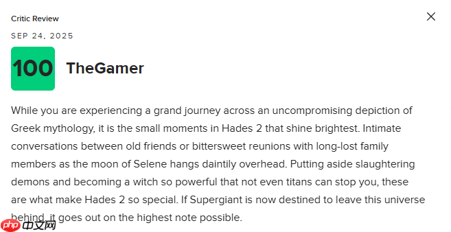 还有高手!《哈迪斯2》媒体均分94分:令人敬佩的作品!