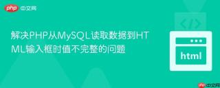 解决PHP从MySQL读取数据到HTML输入框时值不完整的问题
