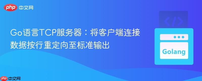 Go语言TCP服务器:将客户端连接数据按行重定向至标准输出