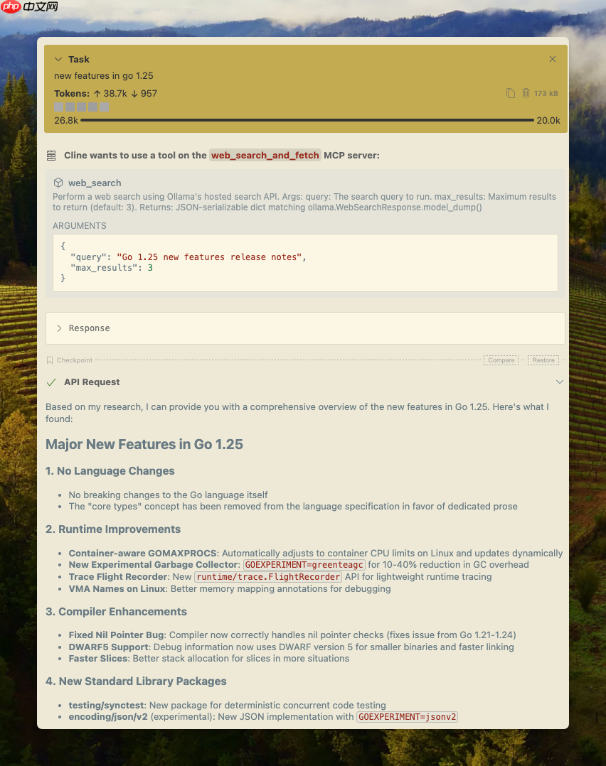 Ollama 上线 “Web search” API,为 LLM 集成实时网络搜索能力