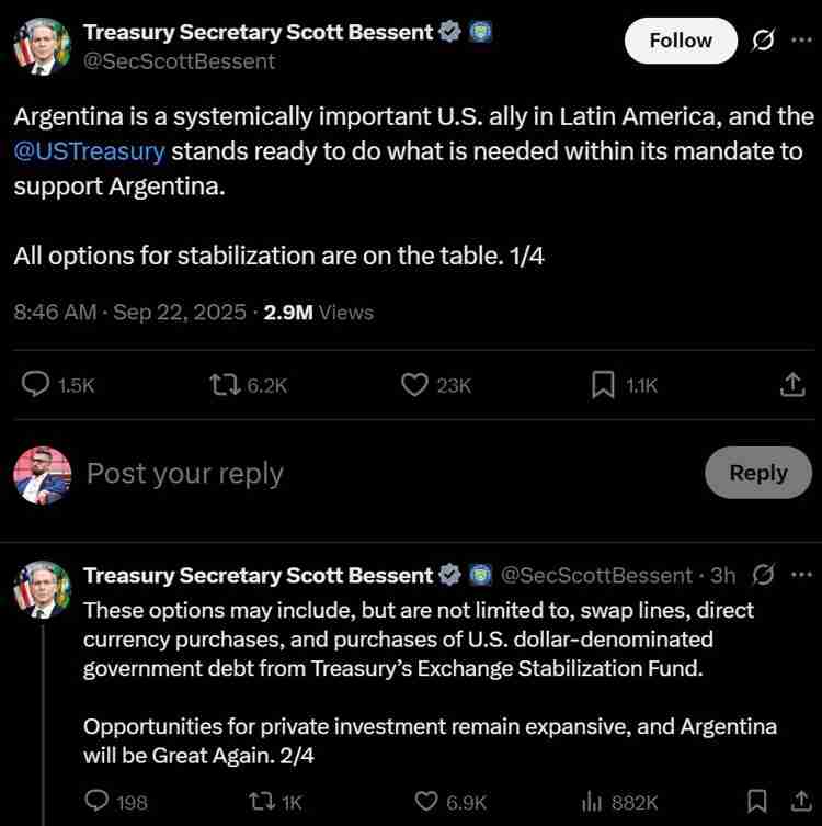 比索自由落体式下跌 —— 美国对阿根廷的援助遭比特币(BTC)支持者质疑原因解读