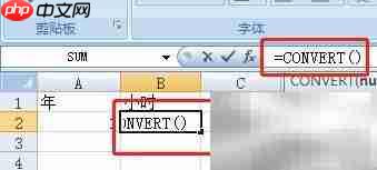 Excel函数CONVERT计算年小时数