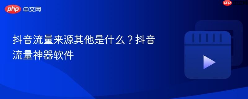 抖音流量来源其他是什么?抖音流量神器软件