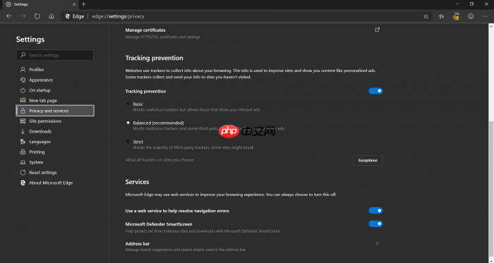 Win10 Edge Dev和Canary版启用Tracking Prevention功能
