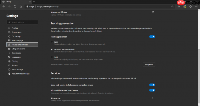 Win10 Edge Dev和Canary版启用Tracking Prevention功能