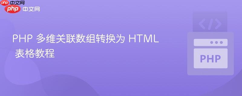 PHP 多维关联数组转换为 HTML 表格教程
