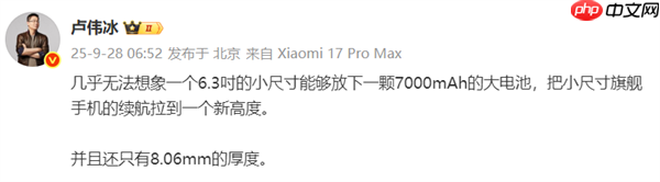 盧偉冰：幾乎無(wú)法想象6.3吋小屏旗艦?zāi)芊畔?000mAh電池且厚8.06mm