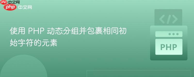 使用 PHP 动态分组并包裹相同初始字符的元素