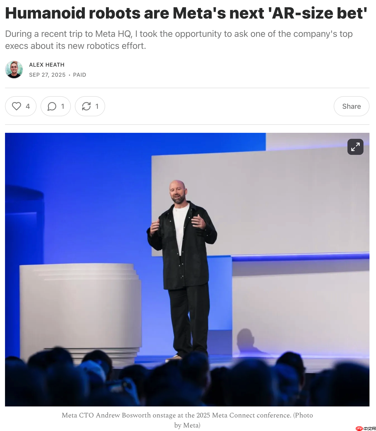 meta 将投入数十亿美元研发人形机器人,要做“机器人界的安卓”