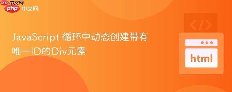 JavaScript 循环中动态创建带有唯一ID的Div元素