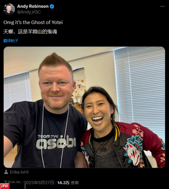 外媒VGC主编晒和《羊蹄山之魂》女主演员合影:健康的笑容!