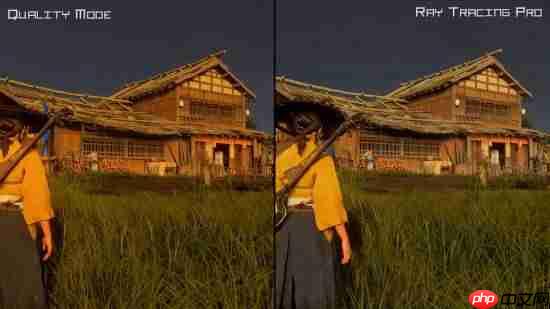 博主分享《羊蹄山之魂》不同画质模式截图:PS5Pro光追美如画