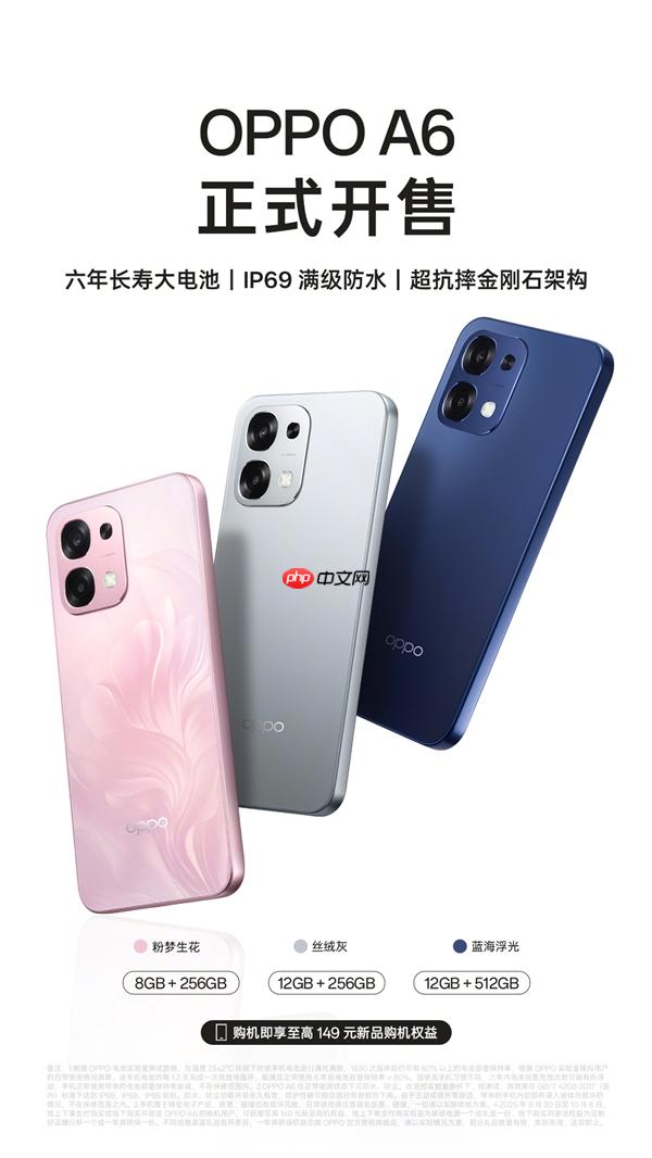 1599元起！OPPO A6開(kāi)售：7000mAh六年長(zhǎng)壽電池、IP69滿級(jí)防水