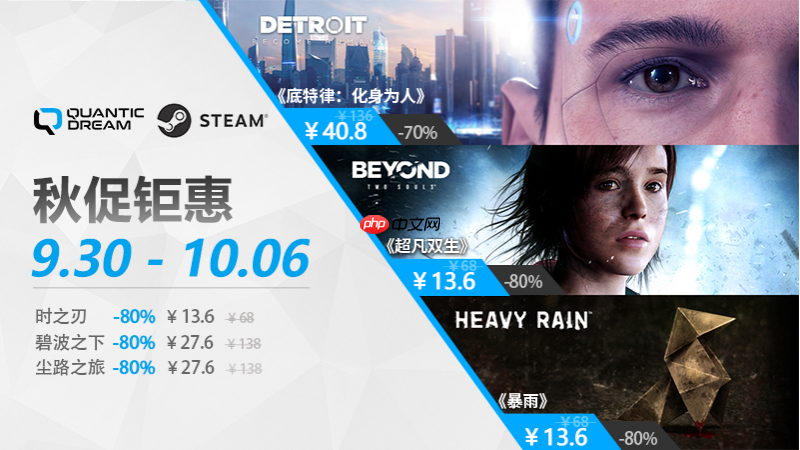 Quantic Dream秋天的第一波折扣，畅享叙事佳作冰点价！