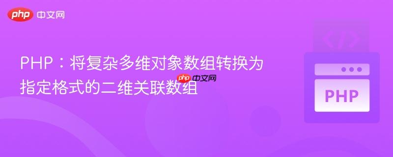 PHP:将复杂多维对象数组转换为指定格式的二维关联数组