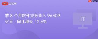 前 8 个月软件业务收入 96409 亿元，同比增长 12.6%