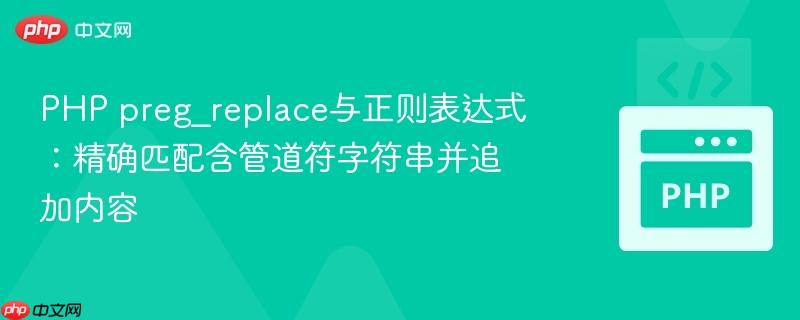 PHP preg_replace与正则表达式:精确匹配含管道符字符串并追加内容