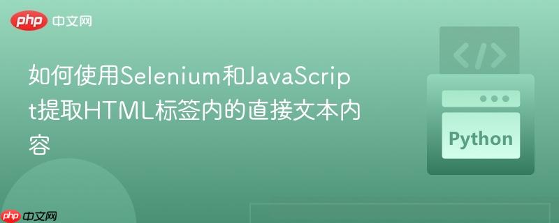 如何使用Selenium和JavaScript提取HTML标签内的直接文本内容