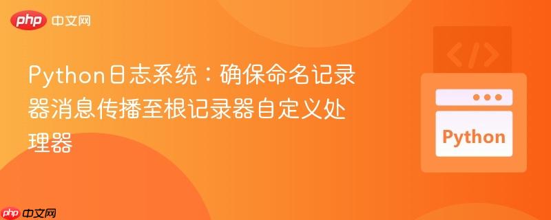 Python日志系统：确保命名记录器消息传播至根记录器自定义处理器
