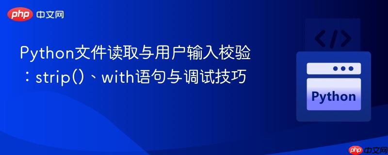 Python文件读取与用户输入校验：strip()、with语句与调试技巧