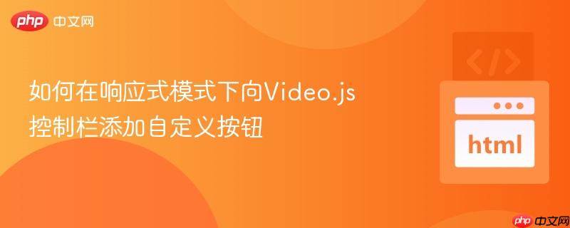 如何在响应式模式下向Video.js控制栏添加自定义按钮