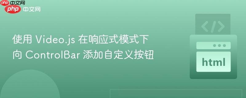 使用 Video.js 在响应式模式下向 ControlBar 添加自定义按钮