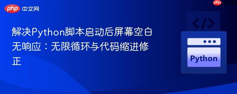 解决Python脚本启动后屏幕空白无响应:无限循环与代码缩进修正