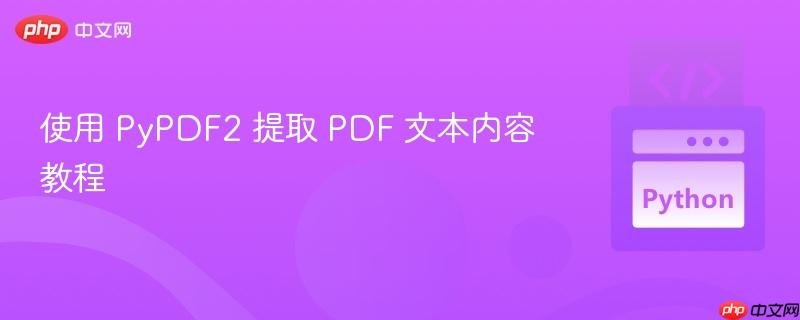 使用 PyPDF2 提取 PDF 文本内容教程