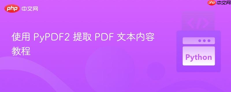 使用 PyPDF2 提取 PDF 文本内容教程
