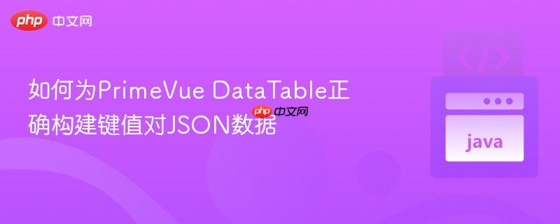 如何为PrimeVue DataTable正确构建键值对JSON数据